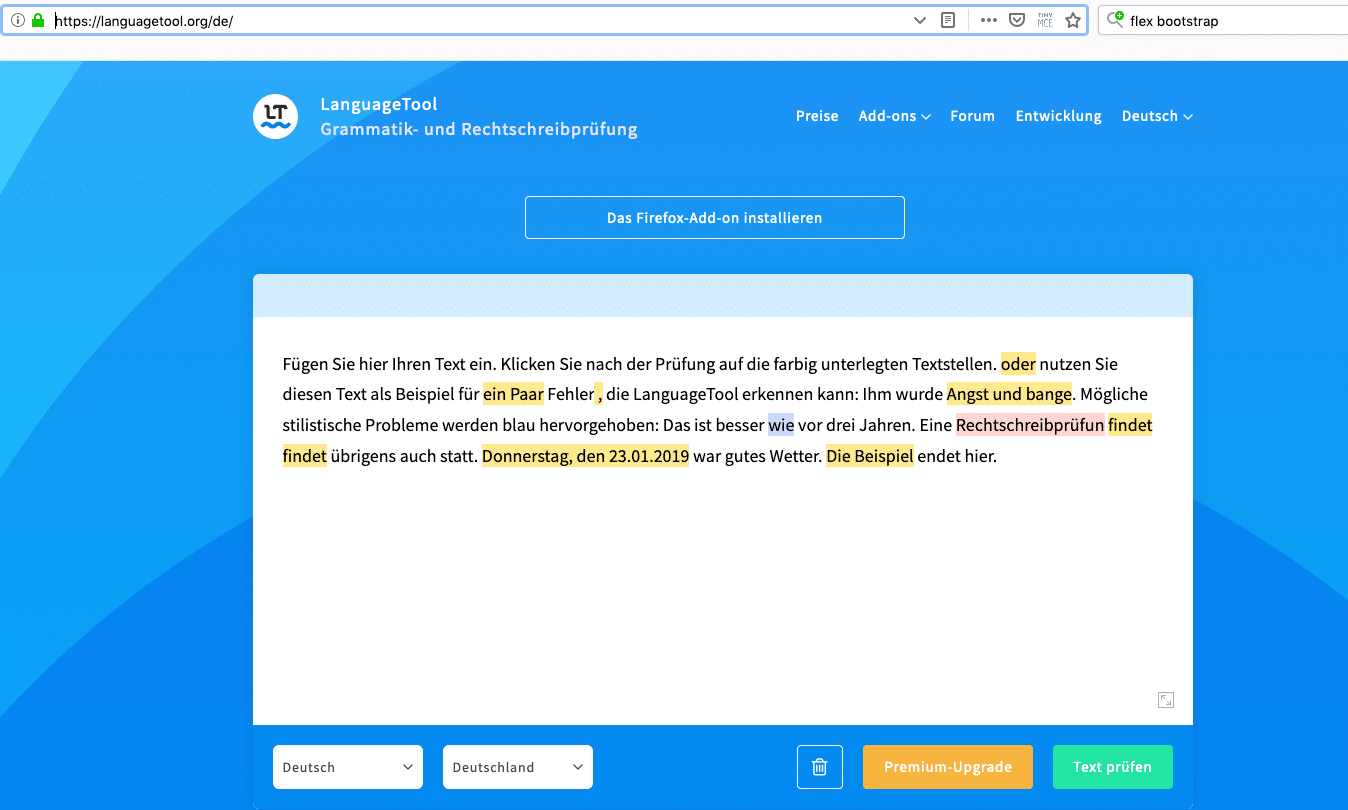 Deutschsprachiges open source Browser Add-on für Rechtschreibkorrektur